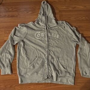 Converse All Star Light Gray Full Zip-Up Hoodie Size 2XL Skater Y2k Vintage
